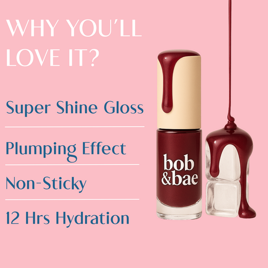 Bob & Bae Super Shine Lip Gloss - GHOSTED | Non-Sticky with Subtle Tint | Hydrates, Nourishes & Protects Lips with Hyluronic Acid | Plumping Effect, Enriched with Niacinamide | Vegan & Cruelty Freee - 2ml