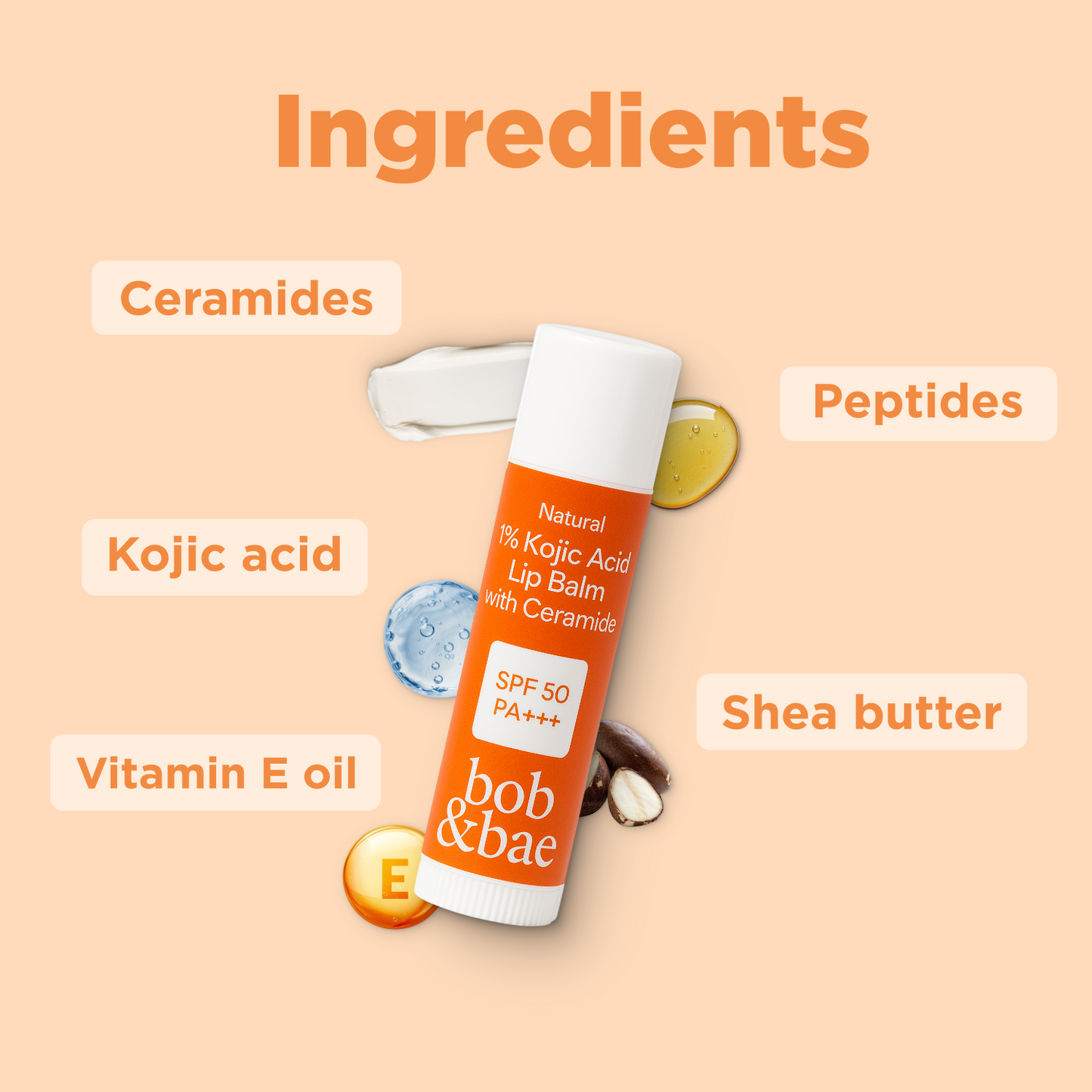 Lip Brightening Balm with SPF 50+ & 1% Kojic Acid, Ceramide & Peptide