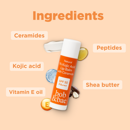 Lip Brightening Balm with SPF 50+ & 1% Kojic Acid, Ceramide & Peptide