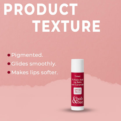 Lip Brightening Balm with SPF 50+ & 1% Kojic Acid, Ceramide & Peptide