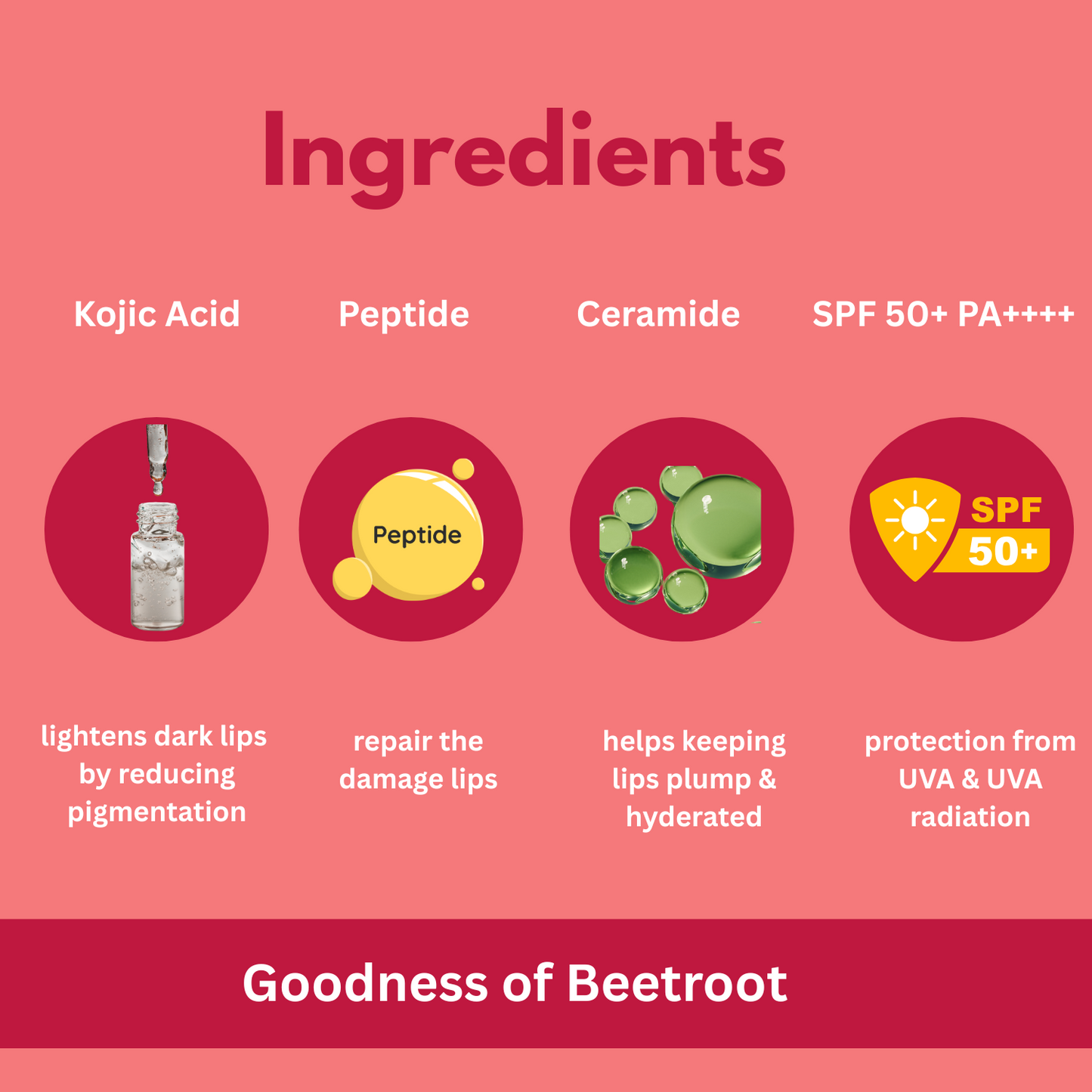 Lip Brightening Balm with SPF 50+ & 1% Kojic Acid, Ceramide & Peptide