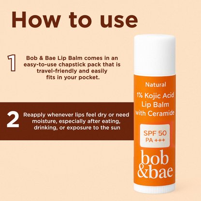 Lip Brightening Balm with SPF 50+ & 1% Kojic Acid, Ceramide & Peptide