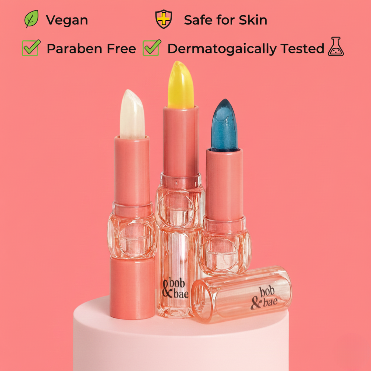 Bob & Bae Cotton Candy pH Lipstick - Strawberry Smooch | Colour Changing Lip Balm + Build-a-Blush | pH Balanced Hydrating Lip Tint | Glides Smooth & Adapts to You | All-Day Tint – 3.5g